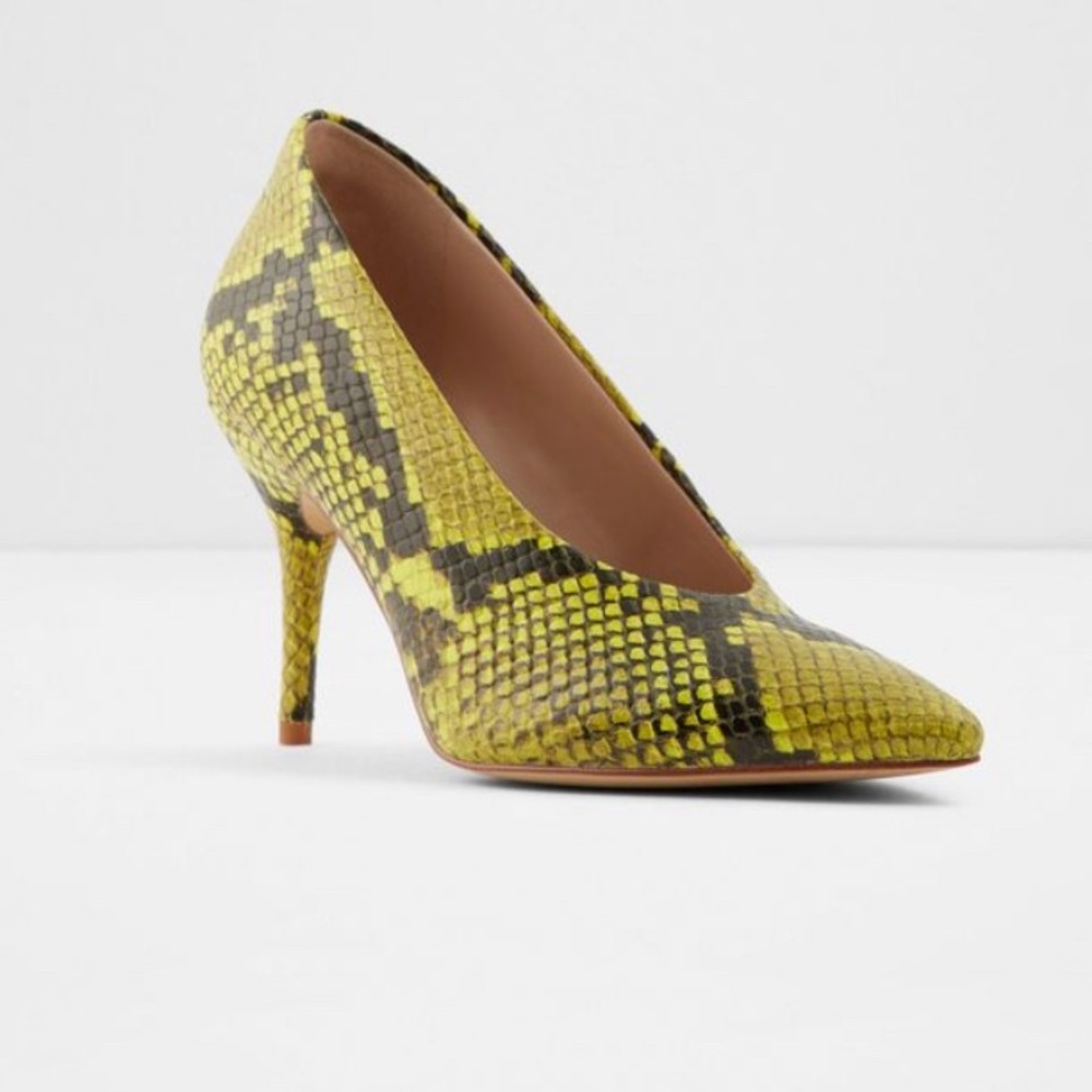 Aldo Kedaleclya Green Yellow Snake Embossed LeatherPump